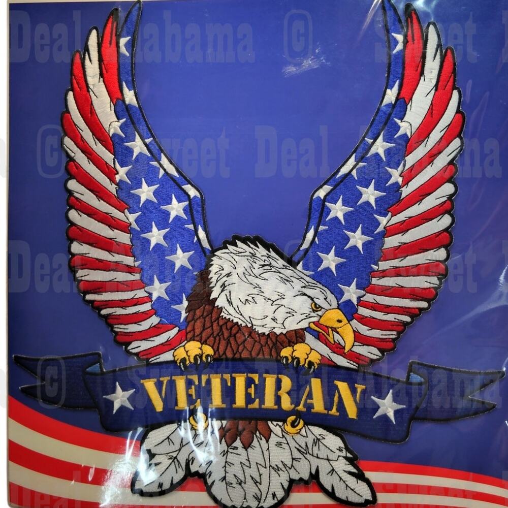 Eagle Emblems Patch – USA Veteran Eagle – 12-1/2” Embroidered, No.PM9097